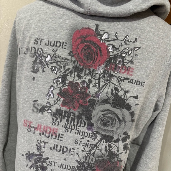 Y2K Grey Graphic Athletic Sporty Zip Up Hooded Lightweight Jacket Size Small - Picture 4 of 12